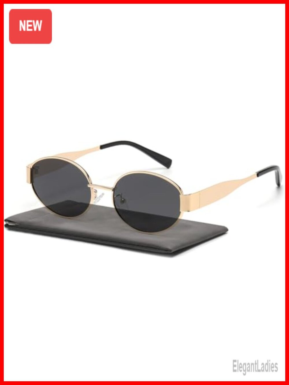 Retro Oval Sunglasses, Polarized UV400 Metal Frame